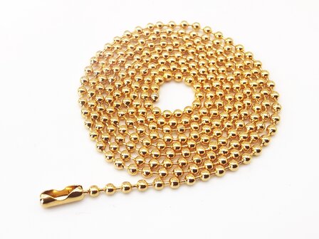 Bolletjes ketting, 2.4 mm dikte edelstaal, goudkleur.