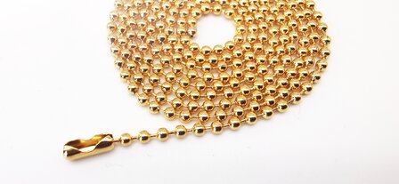 Bolletjes ketting, 2.4 mm dikte edelstaal, goudkleur.