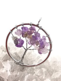 Anh&auml;nger, Edelstein, Amethyst, Lebensbaum, &Oslash; 3 cm.