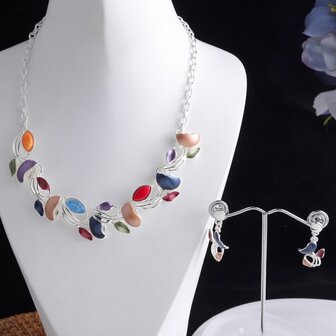 Set: Designer-Schmuck aus farbenfrohem Metallic-Emaille Mehrfarbig