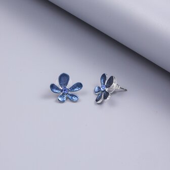 Set - Halskette mit Ohrringen - blaue Blume.