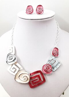 Set: Design mit spiralf&ouml;rmigem, mehrfarbigem, Emaille-Schmuck.