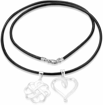 Ketting - 55cm Echt leren koord met rvs kreeft sluiting -  zonder verbindingsring