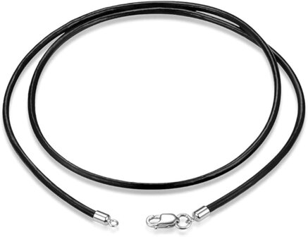 Ketting donkerbruin - 60cm Echt leren koord met rvs kreeft sluiting -  zonder verbindingsring