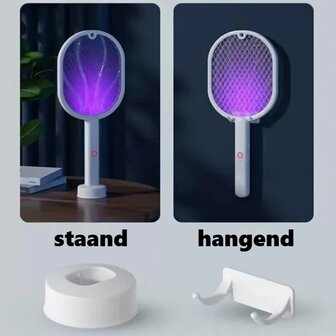 weisse Elektrische Fliegenklatsche/-f&auml;nger, UV-LED-Lampe, stehend, handgehalten und hangend, usb