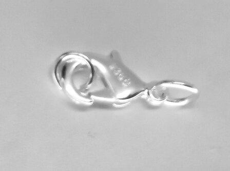 100 x 925 verzilverd karabijnsluiting L 12 mm gratis 20 verzilverd open ringetjes. 
