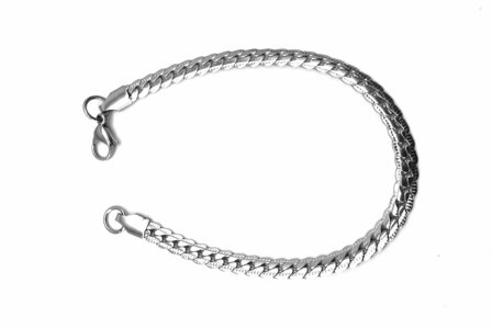 Fantasy Armband abgeflacht Gourmet Silber - 18 und 21 cm Breite 7 mm