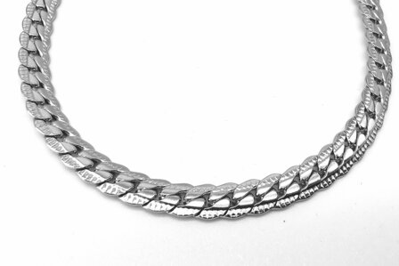 Fantasy Armband abgeflacht Gourmet Silber - 18 und 21 cm Breite 7 mm