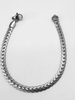 Fantasy Armband abgeflacht Gourmet Silber - 18 und 21 cm Breite 7 mm