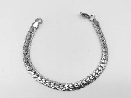 Fantasy Armband abgeflacht Gourmet Silber - 18 und 21 cm Breite 7 mm