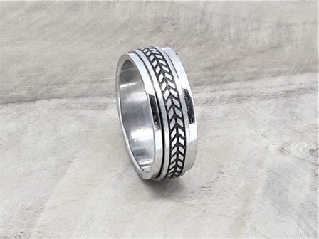 RVS - stress ringen Tarwe tattoo band, 2 losse ring op elkaar (ook wel stress ring genoemd)