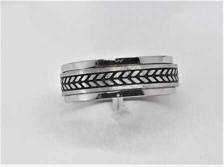 RVS - stress ringen Tarwe tattoo band, 2 losse ring op elkaar (ook wel stress ring genoemd)