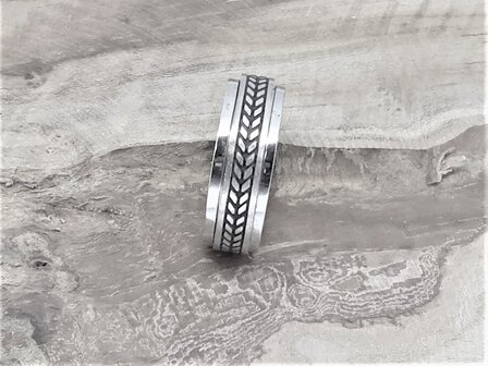 RVS - stress ringen Tarwe tattoo band, 2 losse ring op elkaar (ook wel stress ring genoemd)