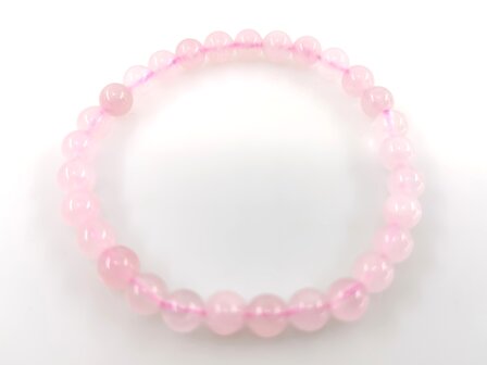 Armband &ndash; Rozenkwarts&ndash; Natuurstenen kralen &ndash; 20 cm &ndash; &Oslash; 6mm.