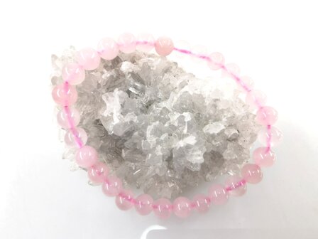 Armband &ndash; Rozenkwarts&ndash; Natuurstenen kralen &ndash; 20 cm &ndash; &Oslash; 6mm.