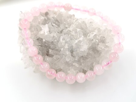 Armband &ndash; Rozenkwarts&ndash; Natuurstenen kralen &ndash; 20 cm &ndash; &Oslash; 6mm.