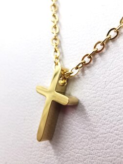 Edelstahl goldfarbene Feinkette L 45 cm mit Minikreuz