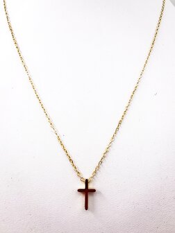 Edelstahl goldfarbene Feinkette L 45 cm mit Minikreuz