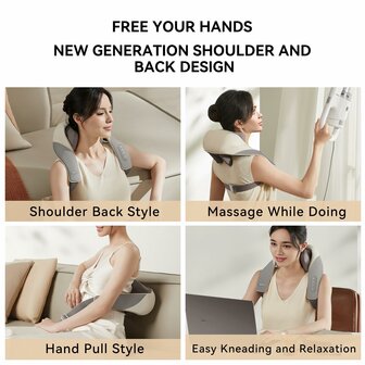 Nekmassageapparaat Shiatsu-massageapparaat met warmtefunctie Schoudermassage
