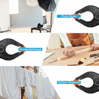 6 stuks krachtige kunststof 6&quot; veer- markt- zeil- lijm- marktkraam klem, zwart