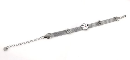 Melati armband RVS halve flexibel Zilverkleur Indische Jasmijn.