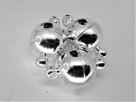 3 x verzilverd - magneetsluiting rond - &oslash; 10 mm