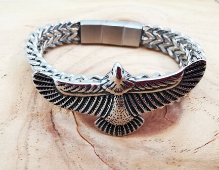 Armband Heren RVS adelaarsvleugel armband Incl Verlengstuk