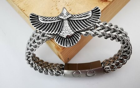 Armband Heren RVS adelaarsvleugel armband Incl Verlengstuk