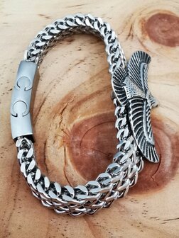 Armband Heren RVS adelaarsvleugel armband Incl Verlengstuk