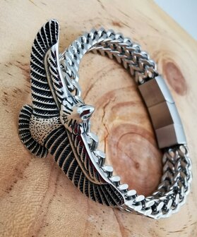 Armband Heren RVS adelaarsvleugel armband Incl Verlengstuk