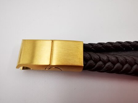 Armband Heren bruine 4 banden Leer met RVS Accenten | Incl Verlengstuk
