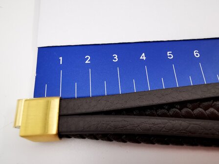 Armband Heren bruine 4 banden Leer met RVS Accenten | Incl Verlengstuk