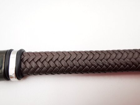 Armband Heren bruine Leer met RVS Accenten | Incl Verlengstuk