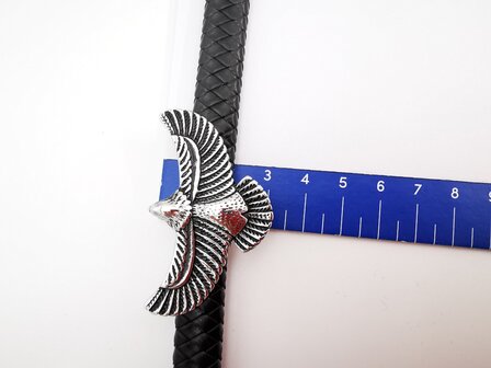Armband Heren Adelaar Zwart Leer met RVS Accenten Incl Verlengstuk