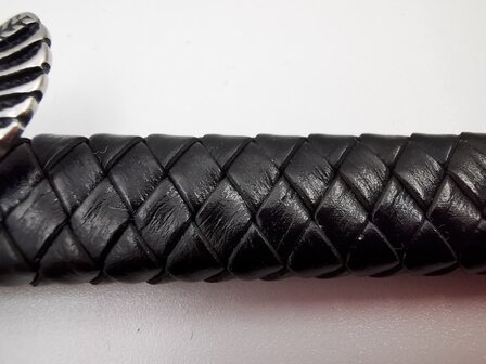 Armband Heren Adelaar Zwart Leer met RVS Accenten Incl Verlengstuk
