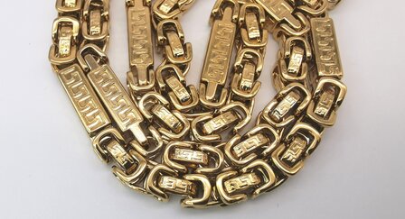 RVS Goudkleurige Koningsketting met vierkante schakels goudkleurig