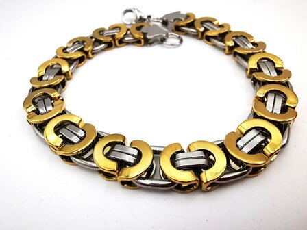Set aus K&ouml;nigsglieder-Halskette mit Armband, zweifarbig, Edelstahl.