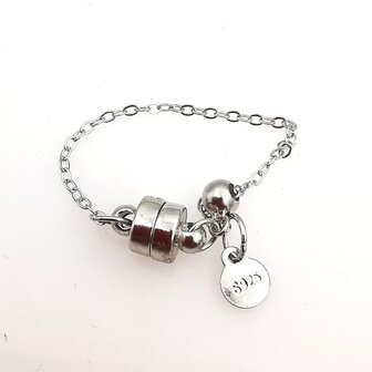 925 Sterling zilveren - Magneetsluiting met Veiligheidsketting 