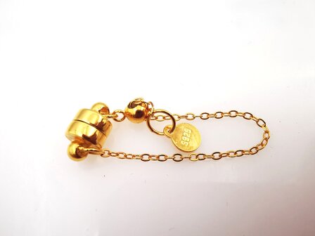 925 Sterling gold plated - Magneetsluiting met Veiligheidsketting 