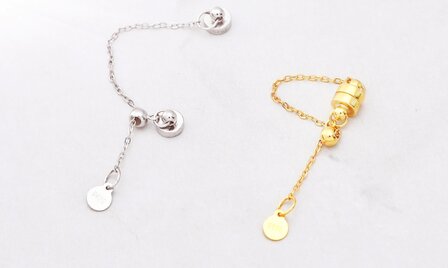 925 Sterling gold plated - Magneetsluiting met Veiligheidsketting 