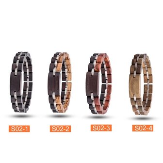 Armband Sandalwood met Mahonie L21.5 cm RVS tussenschakels.