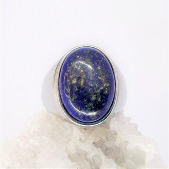 Edelstalen Zegelring ovaal Lapis Lazuli