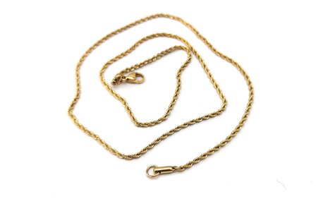 RVS Goudkleurige twisted ketting Lengte 60 cm