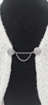 Clips met dubbel ketting symbool cirkel van het leven in kleur antiek zilver look.