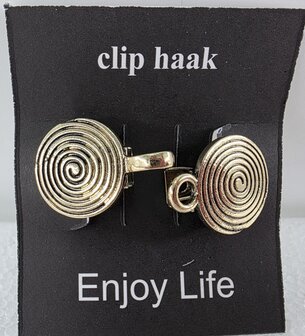 Vest clip haak &quot;Spiraal&quot; symbool, voor vest, sjaal, omslagdoek, antiek goudkleurig.