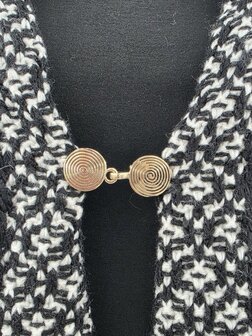Vest clip haak &quot;Spiraal&quot; symbool, voor vest, sjaal, omslagdoek, antiek goudkleurig.
