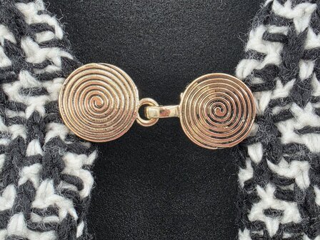 Vest clip haak &quot;Spiraal&quot; symbool, voor vest, sjaal, omslagdoek, antiek goudkleurig.