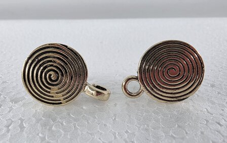 Vest clip haak &quot;Spiraal&quot; symbool, voor vest, sjaal, omslagdoek, antiek goudkleurig.