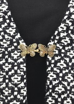 Vestclip met haak, 2D Vlinder, Goudkleurig.