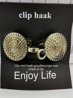 Vest clip haak, &quot;levens cirkel&quot;&quot; symbool, voor vest, sjaal, omslagdoek, goudkleur